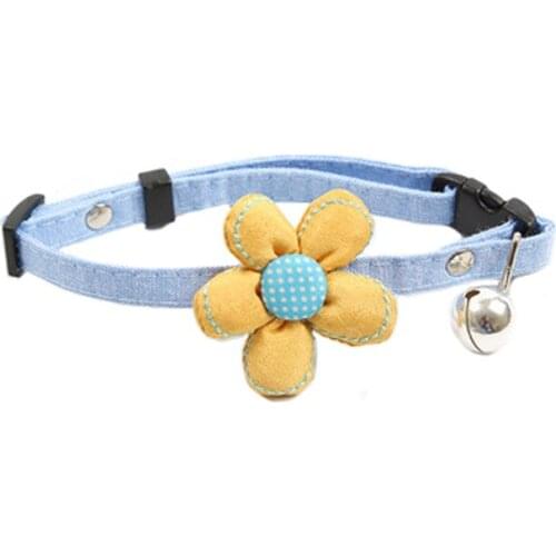 50PCS / LOT Pet Accessories Cat Bell Collar Little Fresh Flowers Teddy Poodle Adjustable Necklace