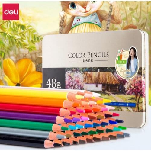 Deli Colored Pencils 48/72 Colors Professional Oily Color Pencil Set Wood Watercolor Drawing Colored Pencil School Art Supplies