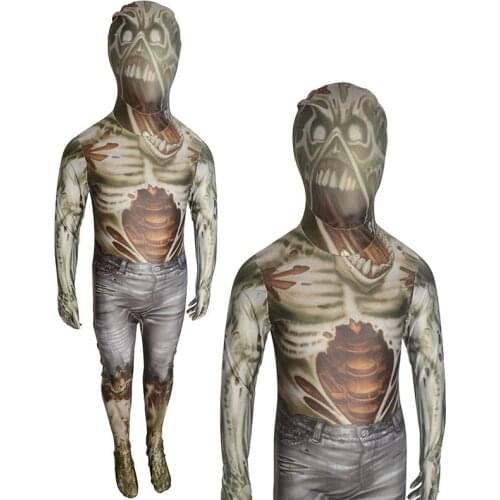 Kids Skeleton Devil Costume Perfromance Boys Scary Zombie Costume Cosplay Halloween Costume Disguise Skull Jumpsuit C60C76