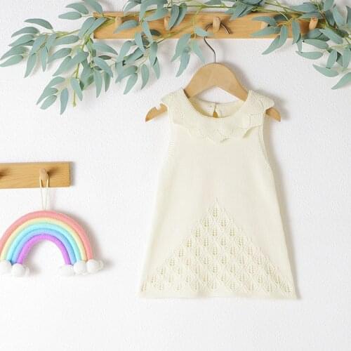 Baby Sweater Dress Cotton Knit Newborn Girls Skirt Sleeveless Summer Infant Kids Clothing Gown Cute Hollow Out One Piece Overall