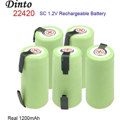 DINTO 10pcs/lot 1.2V 22420 Rechargeable Battery 22*42 Sub C SC 1200mAh NI-MH Batteria with an Extension Cord Processed into Tool