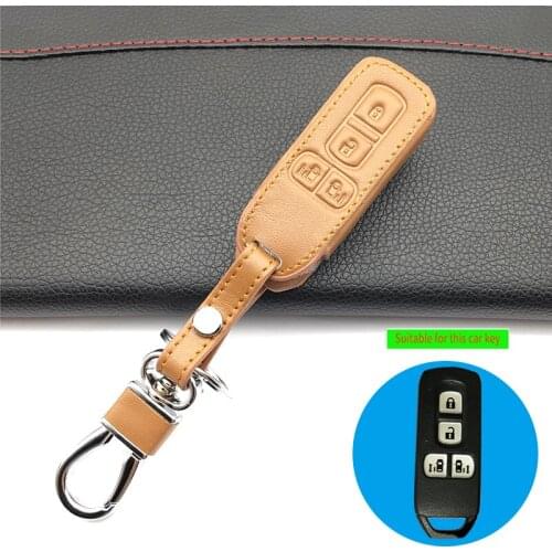 For Honda n-one N-BOX N wagon Plus 2018 New 4 Buttons motorcycle Key Bag High Quality Leather Key Chain Ring Cover Case Holder