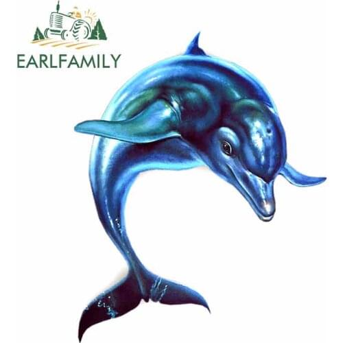 EARLFAMILY 13cm for Dolphin Motorcycle Car Stickers DIY Anime Body for Car 3D Waterproof Vinyl Car Wrap Window Decoration