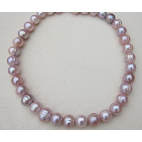 Elegant 11-12mm south sea baroque lavender pearl necklace 18inch 14k