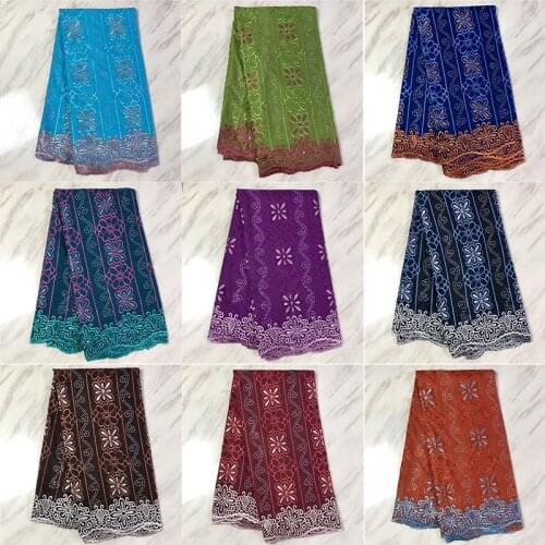 5 Yards Cotton Fabric African Lace 2021 Embroidered Dress Jacquard Brocade Vestidos Textile 1612D2
