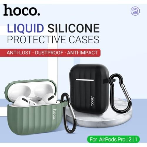 Hoco soft silicone case for airpods pro 1 2 protective cover for earphone with lanyard washable air pods pro cover box headset