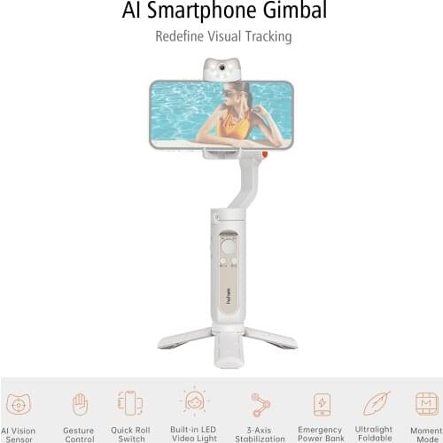 Hohem iSteady V2 3-Axis AI Smartphone Gimbal Stabilizer w/AI Visual Tracking LED Video Light Foldable Gimbal for iPhone12 11 Pro