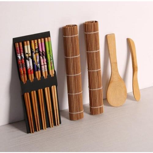 Sushi Making Tools Bamboo Sushi Kit Including 2 Rolling Mats 1 Paddle 1 Spreader 5 Pairs Chopsticks SN1433