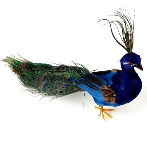 Artificial Peacock Bird Feathered Realistic Garden Home Decor Ornament Piece Of Artificial Feather Peacock Simulation Feather
