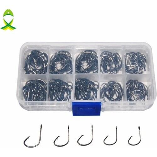 JSM 170pcs 7381 High Carbon Steel Fishing Hooks Octopus Offset Sport Circle Bait Fishing Hook Set With Box