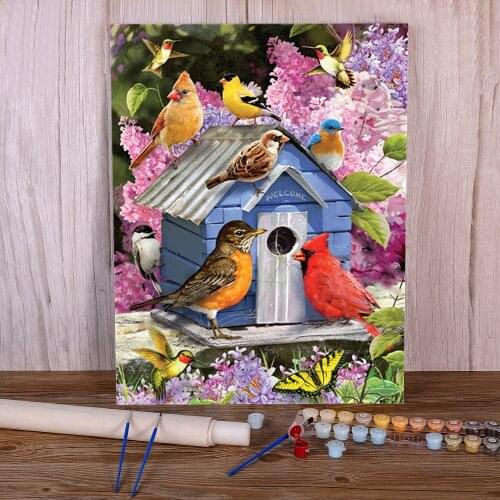 Bird Animal DIY Paint By Numbers Set Oil Paints 50*70 Canvas Pictures Wall Paintings For Kids Wall Art For Wholesale