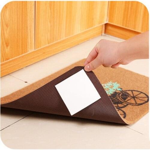 4PCS/set Carpet Pad Double-sided Adhesive Sticker Anti Slip Mat Bathroom Kitchen Supplies Bath Rug Mat Square Fixed Tape