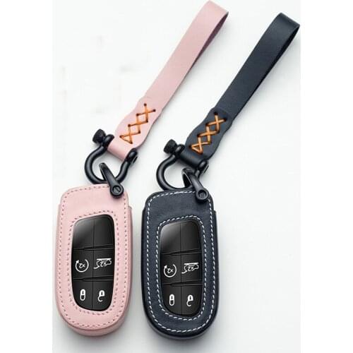 Leather Car Key Case Cover For Jeep Grand Cherokee Chrysler 300C Dodge Ram 1500 Journey Charger Dart Challenger Durango For Fiat