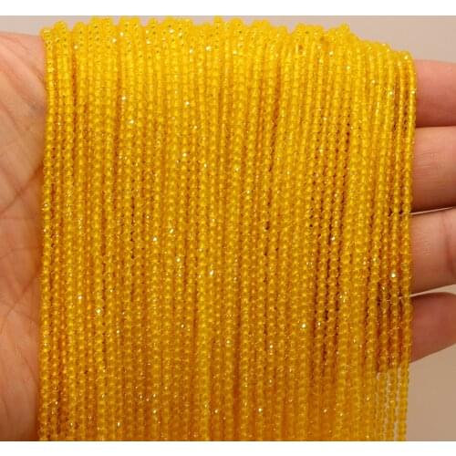 Round Beads Section 2mm Natural Semi-Precious Stone Spinel Yellow Loose Bead for Women Jewelry Making DIY Bracelet Necklace 38cm