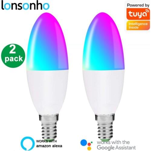 Lonsonho Tuya Smart Led Candle Bulb Light WiFi Candles Lamp Wireless Remote Control Compatible Alexa Google Home