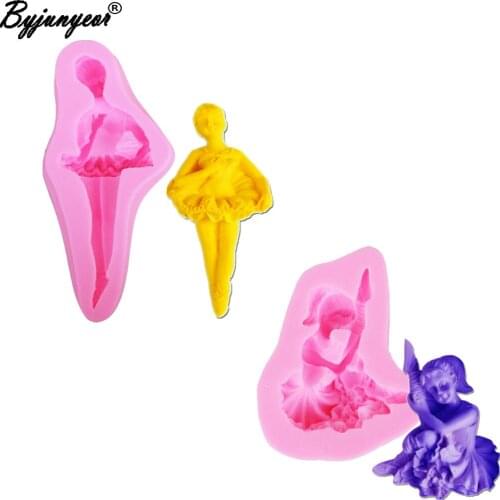 M951 Dancing Ballet Girl UV Resin Silicone Mold Fondant Chocolate Candy Lollipop Crystal Epoxy Soft Clay Bake Tools