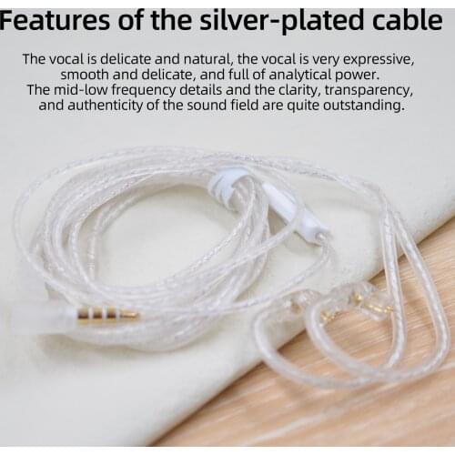 KZ ZSX/ZSN Pro/ZS10 Pro/AS16 Headphones Silver Plated Upgrade Cable 2 Pin 0.75MM High Purity Oxygen Free Copper Earphone Wire