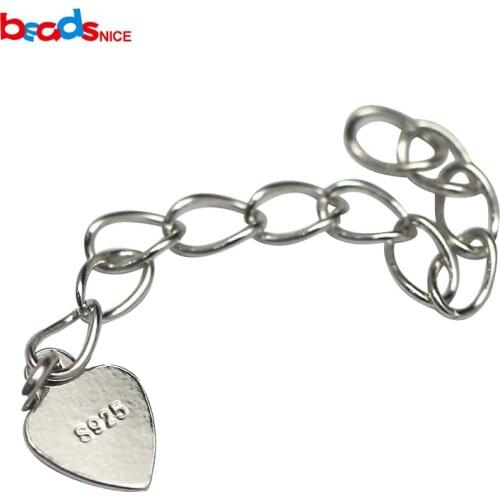 Beadsnice wholesale diy silver accessories pure 925 sterling silver chain extender with heart charm pendant ID27515
