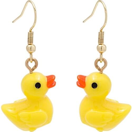 Simple Design Yellow Duckling Drop Earrings For Women Mini Cute Cartoon Duck Pendant Dangle Earring Party Fashion Jewelry B071