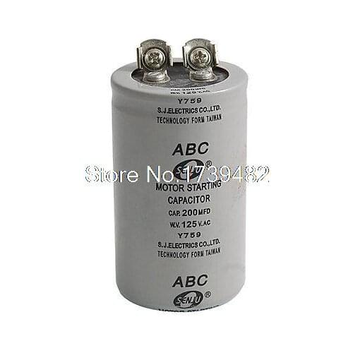 AC 125V 200uF 200MFD 2 Terminals Motor Start Capacitor