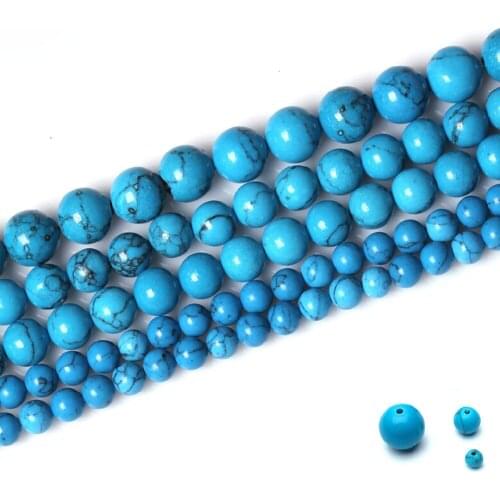 Blue Round Loose Spacer Stone Beads 4 6 8 10 mm