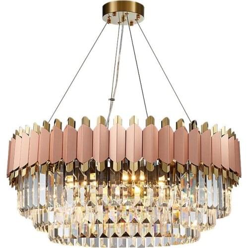 Modern luxury chandelier rose gold club duplex villa designer model room living room round crystal LED wedding decoration lamp