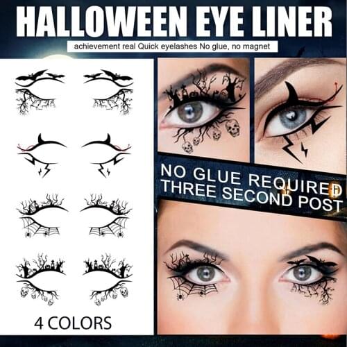 Eye Shadow Eyeliner Stickers Halloween Makeup Tools Bat Spider Horror Fashion Party Decoration Eye Stickers Halloween