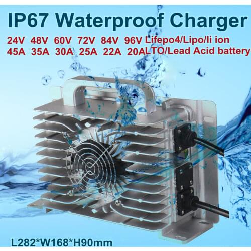 Waterproof IP67 high voltage charger 92.4V 96V 100.8V 30A 20A 10A smart Charger for lithium lipo lifepo4 LTO lead acid batterys