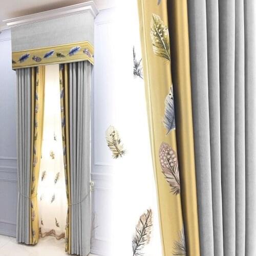 High-end European Style Living Room Chenille Embroidered Curtains Finished Bedroom Shading French Windows and Bay Window Screens
