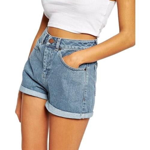Europe Blue Crimping Denim Shorts For Women 2019 Summer New Casual Plus Size Ripped Hole Short Jeans Womens High Waist Shorts