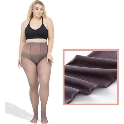 Winter Women Tights Sexy Superelasticity Plus Size Pantyhose Stockings For Fat MM Fake Transparent Meat Rajstopy Collant Femme