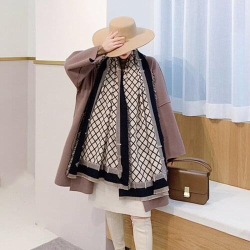 Winter imitation cashmere scarf women бандана diamond-shaped tassel shawl warm double-sided scarf multi-function office blanket