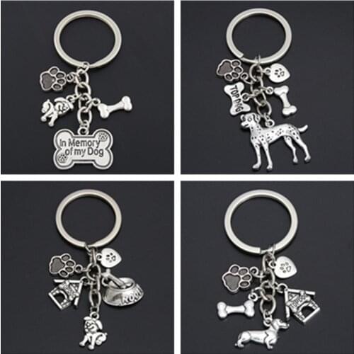 1pc Dog Bone Dog Paw Alloy Key Chain For Women Girl Bag Keychain Charm Pendant Jewelry Aceessories Gift For Dog Lover