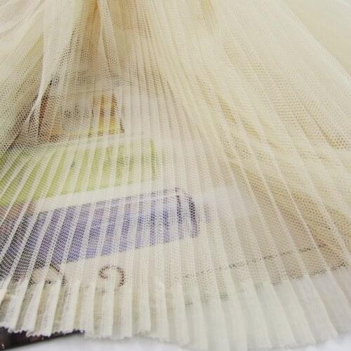 10meters/lot Apricot Tulle Accordion Pleated Fabric for Pleated Dress, Mesh Accordion Pleats fabric, Accordion fabric