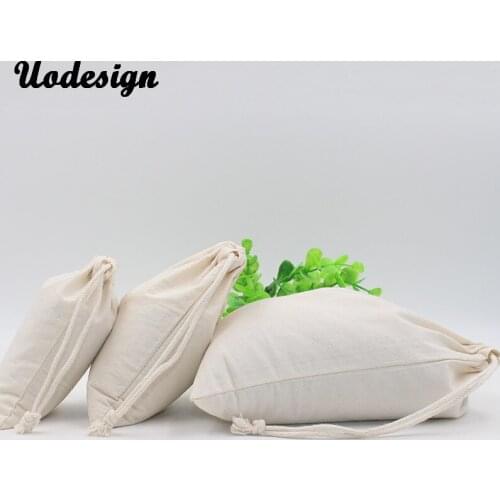 10pcs 39*49cm high quality canvas draw string pouch Large size Plain solid cotton drawstring bag natural color wholesale