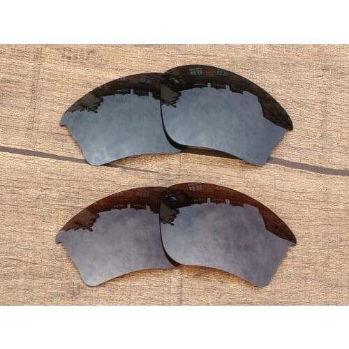 Vonxyz 2 Pairs Stealth Black & Bronze Brown Polycarbonate Replacement Lenses for-Oakley Half Jacket XLJ Frame