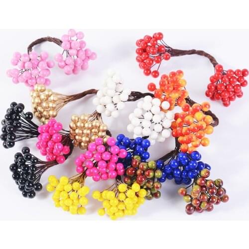 25Pcs/50 Head 0.5Cm Double Heads Berry Stamen Artificial Flower For Wedding Home Party Decoration Diy Wreath Craft Fake Flower
