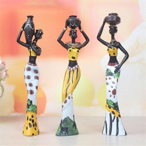 3 African girls home decor resin figurine folk art Home decoration New home living room Decoration Crafts love Africa figurine