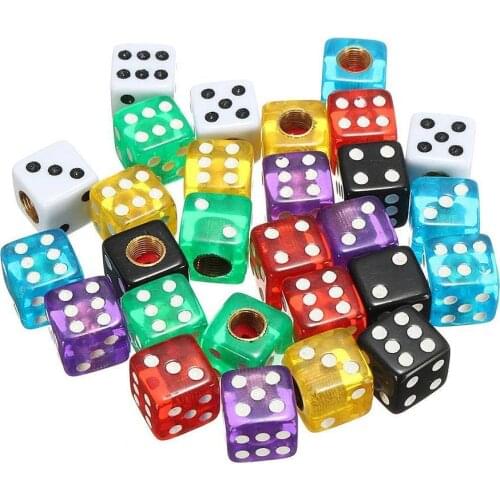 4pcs Dice Shaped Car Truck Wheel Tire Air Valve Cap Stem Cover Car Motor Modification Accessories Universal Personality Dust Cap