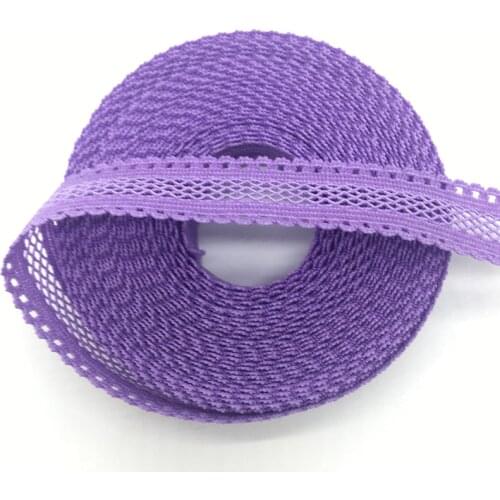 5Yards/lot 5/8" 15mm Purple Bilateral Lace Grid Fold Over Elastic Spandex Lace Ribbon