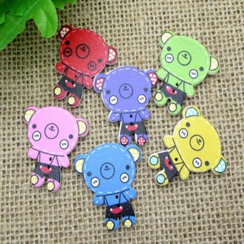 50pcs Mixed 32x28mm Wooden Rabbit Buttons For Clothing Needlework Scrapbooking Wood Botones Decorative Crafts Diy Accessories