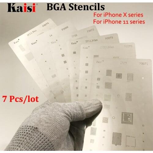 7pcs/lot kaisi IC Chip BGA Reballing Stencil Kits Solder Template for iPhone X MAX XR 11 11promax solder repair