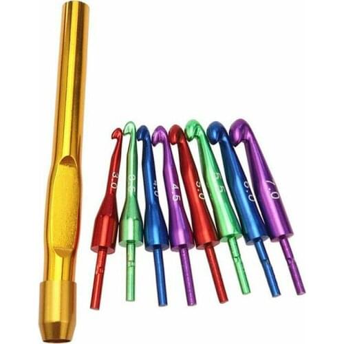 8Pcs/Set Interchangeable Head Aluminum Crochet Hook Hooks Kniting Needle DIY