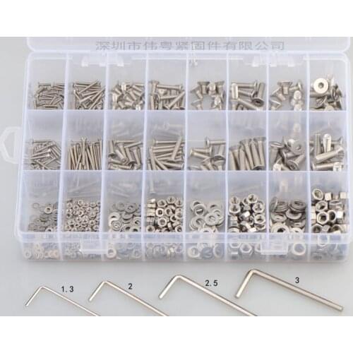 880pcs M2/3/4/5 flat head countersunk head grade 10.9 304 stainless steel Hex Socket Head Cap Screw Nut Washer Suit DIN7991