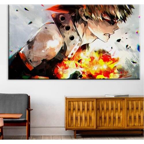 Anime Katsuki Bakugou My Hero Academia artwork fabric poster living room home wall decorative canvas Poster art