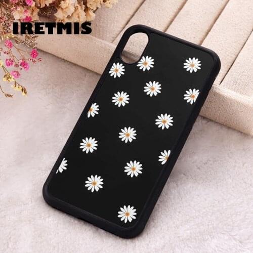 Iretmis 5 5S SE Phone Cover Case for iPhone 6 6S 7 8 Plus X Xs XR 11 12 Mini Pro Max Rubber Silicone White Daisy Flower Pattern