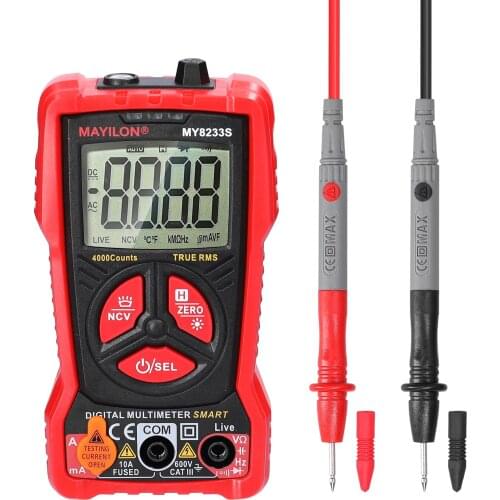 MY8233S Digital Multimeter 4000 Counts TRMS with Backlight Flashlight Data Hold Function Direct Current Voltage Resistance Diode