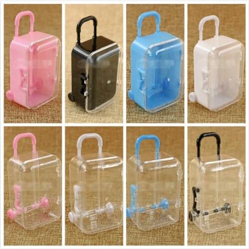 G05-X5063 children baby gift Toy 1:6 Dollhouse mini Furniture Miniature rement Stylish transparent trolley suitcase 1pcs