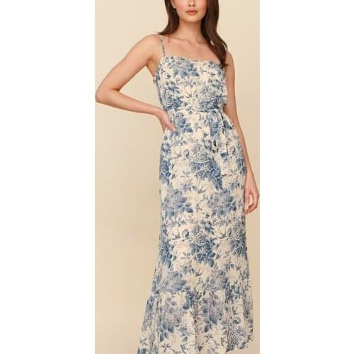 Floral print long dress elastic belt suspender dress ladies sexy nightclub brace dress ladies bodycon dress