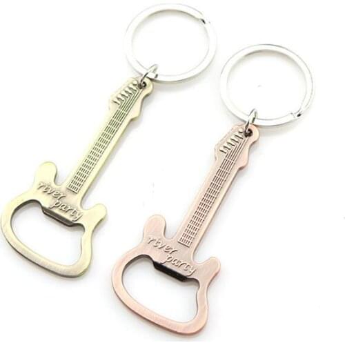Innovative Retro Guitar Opener Metal Keychain Creative Music Bar Keychain Gastropub Practical Gifts Pendant 3color